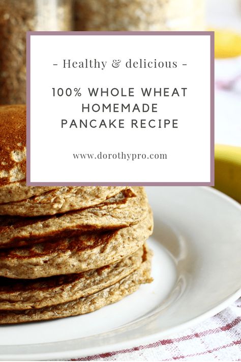 Pancake Recipe Healthy, Whole Wheat Pancake Recipe, Pancake Recipe Healthy Oatmeal, Easy Homemade Pancake Recipe, Wheat Pancake Recipe, Whole Grain Pancakes, Easy Homemade Pancakes, Homemade Pancake Recipe, Whole Wheat Pancakes