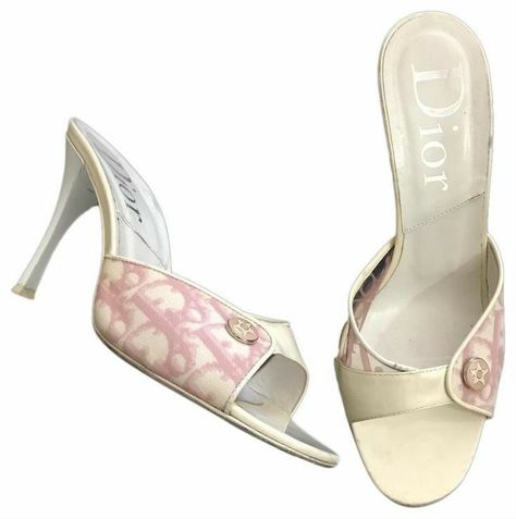 dior pink and white sandals 2000s Shoes, Shoes Png, Pretty Heels, Dior Pink, Heels Aesthetic, Dr Shoes, Quoi Porter, Dior Sandals, Vintage Heels