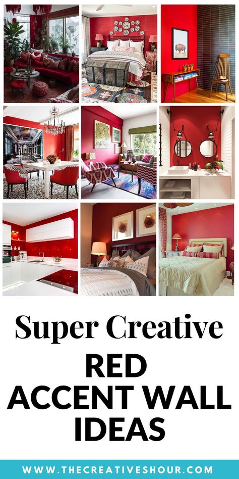 Infuse energy into your space with daring design. Explore ideas for creating a captivating focal point with a red accent wall. Elevate your room's vibrancy and make a bold statement in your home decor. Unleash the power of color! #HomeDecor #AccentWallIdeas #RedInspiration Red Wall Painting Ideas, Red Wall Living Room, Red Wall Bedroom Ideas, Red Wall Living Room Ideas, Red Accent Wall Living Room, Statement Walls Bedroom, Red Accent Wall Bedroom, Red Living Room Walls, Red Feature Wall