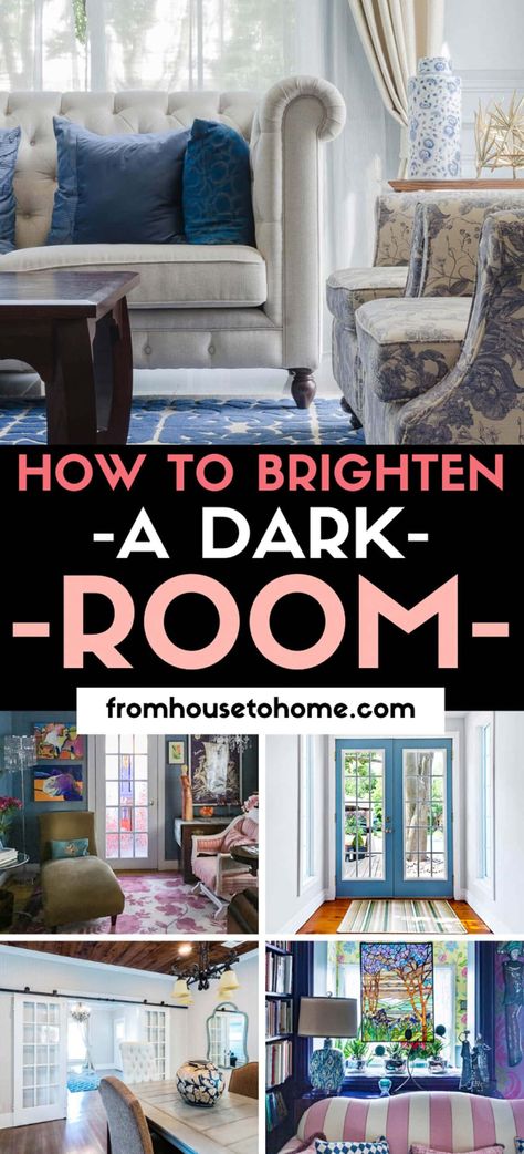 How To Brighten A Dark Room (Even If It Has No Windows) | Interior Design Rooms With No Windows, Brighten Up A Dark Room, Windows Interior, Interior Paint Colors For Living Room, Southern Style Home, Brighten Room, Dark Basement, Greek Decor, House To Home