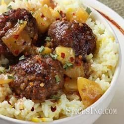 Caribbean Spiced Meatballs and Rice Caribbean Meatballs, Spiced Meatballs, Island Recipes, Meatballs And Rice, Vegan Meatballs, Meatball Recipe, Sweet Heat, Rice Ingredients, Island Food