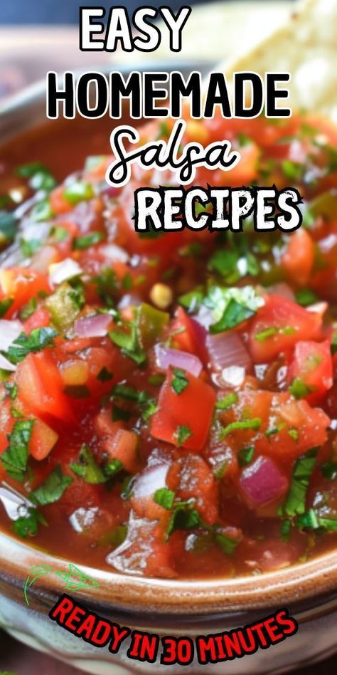 Easy Homemade Salsa—a zesty and refreshing dip that's perfect for any occasion. Whether you're hosting a party, enjoying a family movie night, or simply craving a snack, this salsa is sure to be a hit. Made with fresh ingredients and customizable to your taste preferences, Best Homemade Salsa Recipe, How To Make Salsa Homemade, Homemade Salsa With Fresh Tomatoes, Simple Salsa Recipe, Easy Homemade Salsa Recipe, Quick Salsa, Easy Homemade Salsa, Easy Salsa Recipe, Hosting A Party