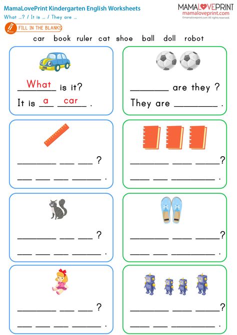 MamaLovePrint . Grade 1 English Worksheets . What is it ? What are they? Plural noun PDF Free Download Grade 1 English Worksheets, Ingles Kids, Plural Noun, Basic English Sentences, English Worksheets For Kindergarten, English Learning Books, English Activities For Kids, English Teaching Resources, Japanese Language Learning