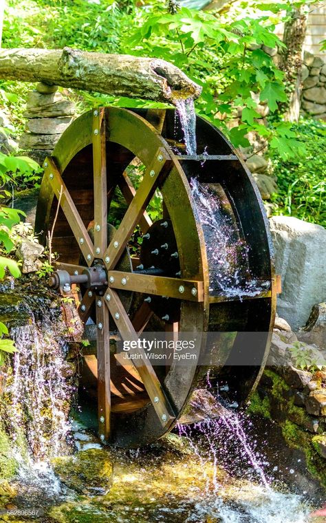 Aquascape Design, Garden Water Fountains, Fountains Backyard, Terrace Garden Design, Grist Mill, Water Mill, Hobbit House, Water Wheel, Water Tower