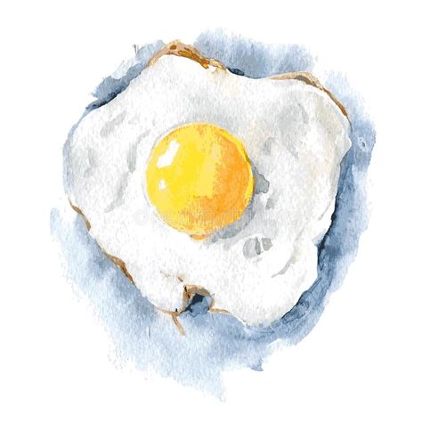 Egg Watercolor, Watercolor Food Illustration, Kitchen Painting, Quirky Kitchen, Grace Art, Food Wall Art, Huevos Fritos, Watercolor Food, Painting Kitchen