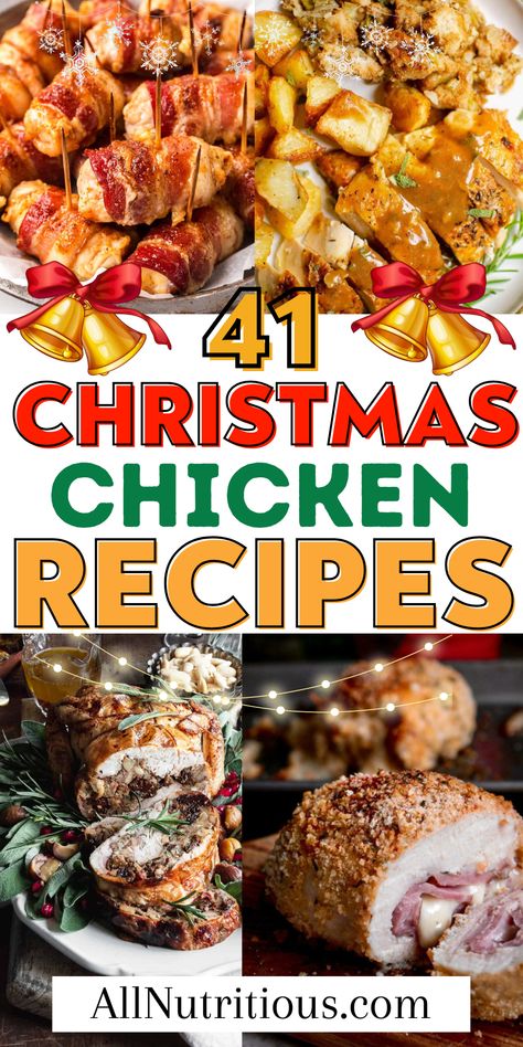 41 Yummy Christmas Chicken Recipes Chicken Dish For Christmas, Meat Recipes For Christmas Dinner, Christmas Dinner Chicken Main Dishes, Chicken Recipes For Christmas, Christmas Feast Ideas, Elegant Chicken Recipes Dinner Parties, Christmas Chicken Recipes, Holiday Chicken Recipes, Christmas Dinner Chicken