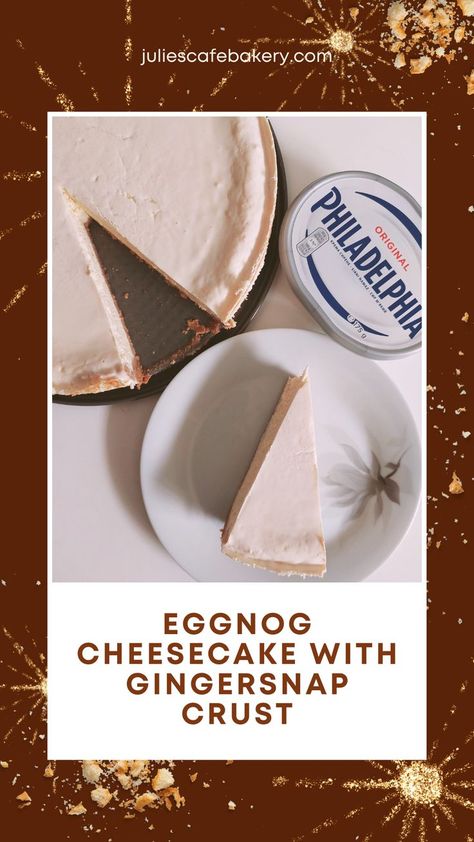 Philadelphia Eggnog Cheesecake with Gingersnap Crust Gingersnap Cheesecake, Cheesecake With Gingersnap Crust, Scream Christmas, Christmas Food Recipes, Traditional Christmas Dinner, Eggnog Cheesecake, Gingersnap Cookies, Cakes To Bake, Gingersnap Crust