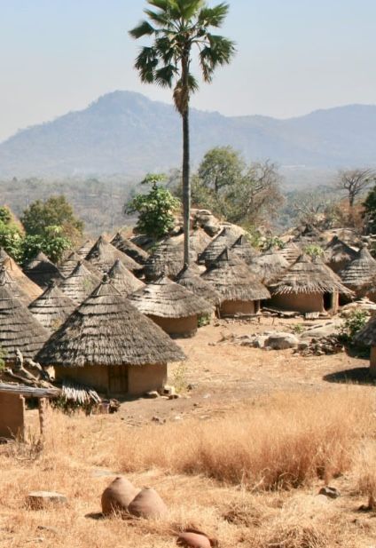 West Africa. Senegal. Bassari Country is a well-preserved multicultural landscape which emerged from the interaction of human activities & the natural environment, probably beginning around 3,000–2,000BC. Village Plan, Animal Migration, Village Scene Drawing, Senegal Africa, African Architecture, Scene Drawing, Village Scene, Africa Map, Human Activity