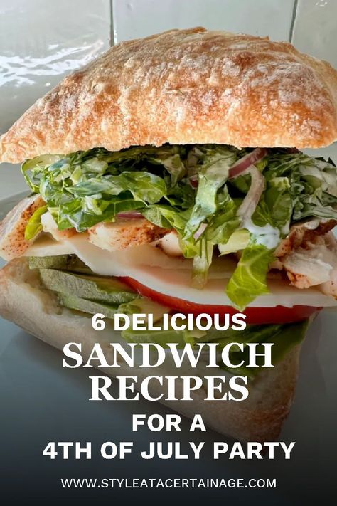 These spring and summer sandwiches are the perfect addition to your 4th of July party menu! With a variety of flavors and textures, there's something for everyone. So fire up the grill and get ready to celebrate America's birthday in style! 4th Of July Sandwiches, Summer Sandwiches Dinners, Spring Sandwiches, Handheld Recipes, Grilled Chicken Sandwich Recipes, Cold Sandwich Recipes, Steak Wraps, Sandwich Menu, Picnic Sandwiches