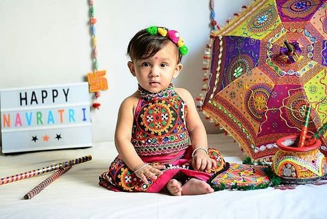 Navratri Baby Girl Shoot, Baby Navratri Photoshoot, Navaratri Photoshoot For Baby, Navratri Photoshoot Ideas For Baby, Navratri Baby Photoshoot Ideas, Navratri Theme Baby Photoshoot, Navratri Photoshoot Ideas, Navratri Photoshoot, Festival Photoshoot