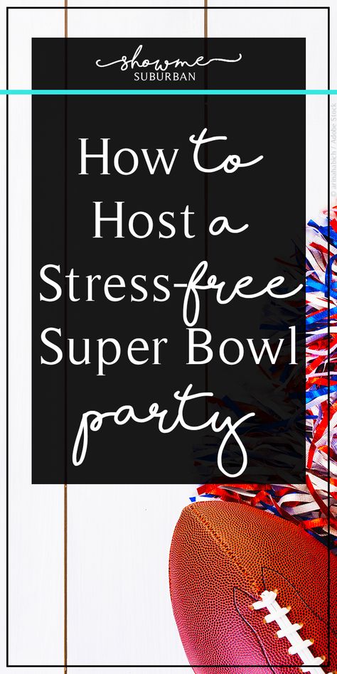 Does the thought of hosting a Super Bowl party overwhelm you?  Learn how to host a stress-free Super Bowl party! Includes a quick and easy checklist, plus ideas for party favors, games, and snacks.  #superbowl #party #stressless via @ShowMe Suburban Easy Super Bowl, Healthy Appetizers Easy, Healthy Superbowl, Healthy Superbowl Snacks, Healthy Party Food, Bowl Party Food, Sweet Potato Skins, Superbowl Appetizers, Superbowl Snacks