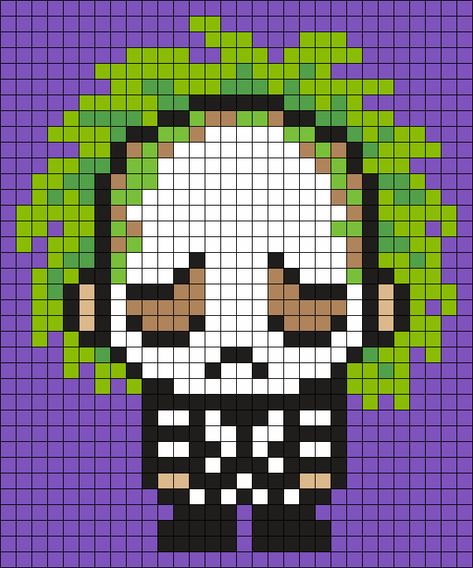 Sad Beetlejuice (Square) Perler Bead Pattern / Bead Sprite Beetlejuice Perler Beads, Perler Bead Halloween Patterns, Perler Bead Patterns Easy, Beetlejuice Crochet, Halloween Perler Bead Patterns, Modele Pixel Art, Kandi Cuffs, Easy Perler Bead Patterns, Arte Nerd