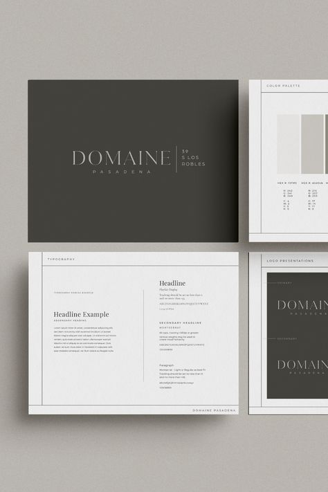 Domaine Pasadena is a 77-unit luxury residential complex located in central Pasadena on S. Los Robles. ​ From logo and branding to print and building signage design, Domaine came to life. Branding was designed to encompass the contemporary, warm feel of the interior, creating a minimalist and timeless brand strategically designed with the target market in mind. Branding Design Architecture, Luxury Brand Guidelines, Building Signage Design, Residential Branding, Apartment Branding, Interior Design Branding Identity, Brand Bible, Logo Design Color, Luxury Branding Identity