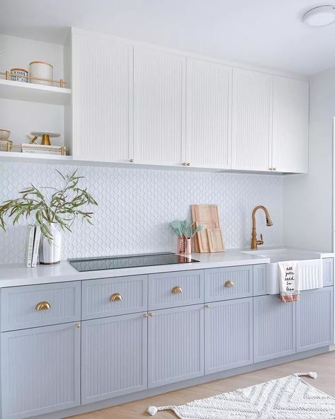 Beadboard Kitchen, Cabinet Trends, Japandi Kitchen, Kitchen Cabinet Trends, Pastel Kitchen, Desain Pantry, Kitchen Cabinet Styles, Tagaytay, All White Kitchen