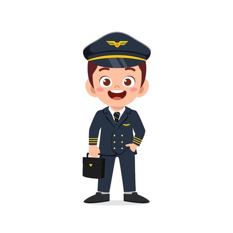 Pilot Drawing, Pilot Cartoon, Pilot Uniform Men, Girl With Book, Aesthetic Clipart, Preschool Phonics, Pilot Uniform, Kids Wear Boys, Kids Background