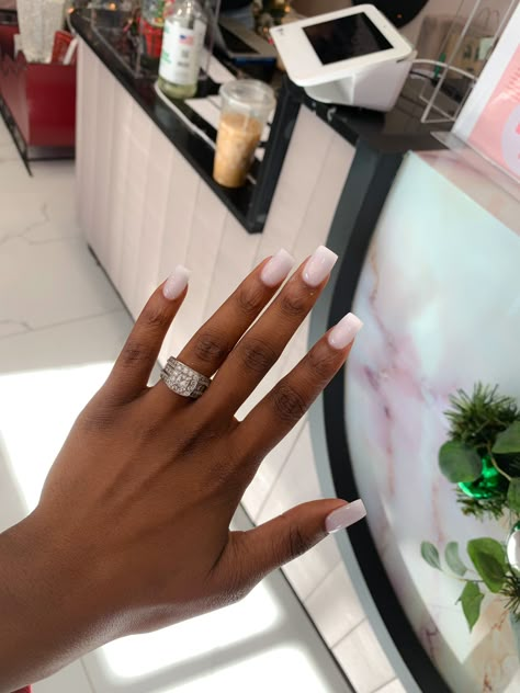 Nails On Dark Skin, Pink Ombré Nails, Dark Skin Nail Color, Plain Acrylic Nails, Acrylic Nails Almond Shape, Blush Pink Nails, Acrylic Nails Almond, Natural Nail Designs, Gel Toe Nails