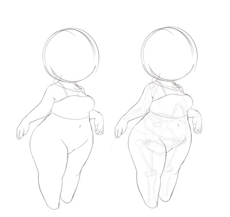 Drawing Larger Body Types, Plus Size Body Base Drawing, Curvy Chibi Base, Body Type Reference Female, Drawing Plus Size Bodies, Curvy Girl Drawing Reference, Chubby Pose Reference Drawing, Cubby Body Reference, Chubby Female Body Reference