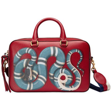 Gucci Snake Print Leather Top Handle Bag (€1.535) ❤ liked on Polyvore featuring bags, handbags, shoulder bags, top handles and women Gucci Snake Bag, Gucci Snake, Printed Leather Bag, Trending Handbags, Red Leather Purse, Red Leather Handbags, Gucci Purses, Bags Gucci, Womens Designer Bags