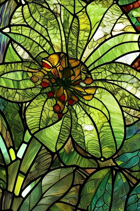 Diy Stained Glass Window, Glass Window Art, Stained Glass Flowers, Window Art, Through The Looking Glass, New Backgrounds, Stained Glass Window, Green Flower, Stained Glass Art