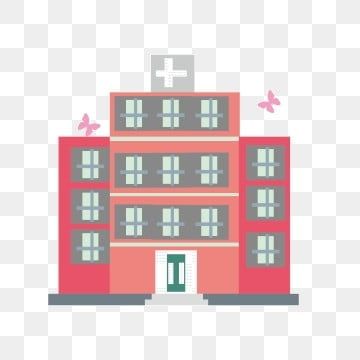 Cartoon Hospital Pink, Hospital Clipart, Hospital Illustration, Building Clipart, Hospital Cartoon, Hospital Decoration, Red Building, Red Clipart, Hospital Building