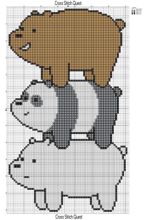 We Bare Bears Cross Stitch Pattern Bear Stack – Cross Stitch Quest Kawaii Cross Stitch, Easy Cross Stitch Patterns, Pola Kristik, Disney Cross Stitch, Pola Sulam, Pixel Pattern, Pixel Art Pattern, Cross Stitch Animals, We Bare Bears