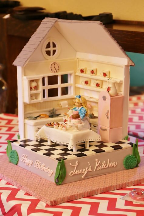 Doll House Cake, House Cake, Dollhouse Kitchen, Cake Art, Gingerbread House, Beautiful Cakes, Amazing Cakes, Fondant, Gingerbread