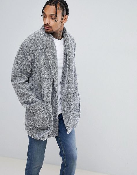 ASOS Longline Fleece Cardigan With Long Sleeves Longline Cardigan Outfit, Cardigan Outfit Men, Asos Outfit, Trendy Fall Fashion, Cardigan Outfit, Fleece Cardigan, Trendy Mens Fashion, Stylish Mens Fashion, Longline Cardigan