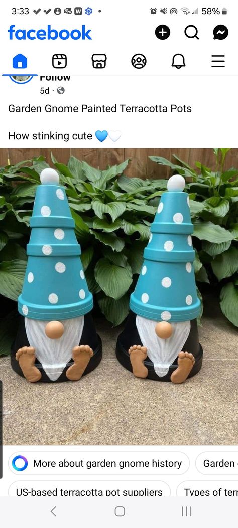 Pots Crafts, Gnome Paint, Painted Terra Cotta Pots, Garden Gnomes, Clay Pot Crafts, Creative Gardening, Golf Resort, Gnome Garden, Painted Pots