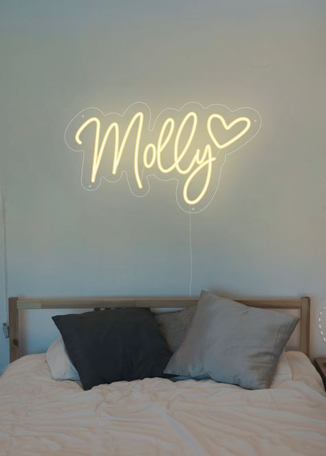 Preppy Neon Signs, Neon Dorm Signs, Led Name Sign Bedroom, Custom Led Sign, Name Led Light, Name Lights Wall, Neon Name Sign Bedroom, Dorm Name Signs, Dorm Room Name Signs