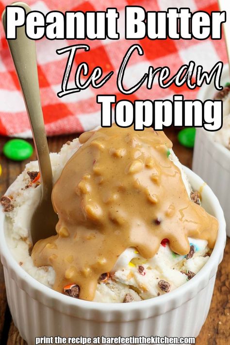 Peanut Butter Ice Cream Topping Peanut Butter Ice Cream Topping, Peanut Butter Topping, Homemade Chocolate Ice Cream, Diy Mixes, Butter Ice Cream, Peanut Butter Ice Cream, Coconut Peanut Butter, Peanut Butter Sauce, Sweet Treats Desserts