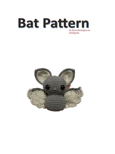 Bat Free Crochet Pattern, Bat Wing Crochet Pattern, Amigurumi Bat, Bat Crochet, Crochet Bat, Bat Pattern, Bat Wing, Bat Wings, Artsy Fartsy