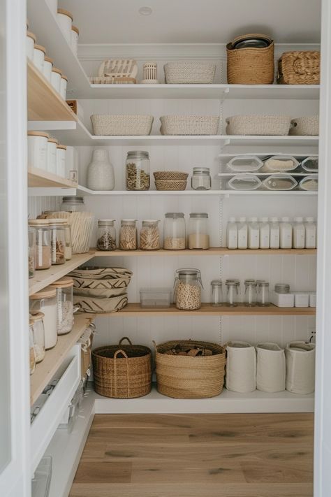 If you’re like me and obsessed with all things aesthetic and functional, then you know the struggle of finding that perfect pantry setup. And when you don’t have a pantry for storage, well, that’s a hard one too. Well, I’m finding that open shelving pantry kitchens is the perfect solution to my pantry kitchen problems. […] Pantry Shelf Heights Open Shelving, Pantry In Closet, Tiny Walk In Pantry, Open Shelf Pantry In Kitchen, Open Shelves Pantry, Pantry Basket Organization, Pantry Organization Categories, Pantry Organization Cans, Open Pantry Shelving