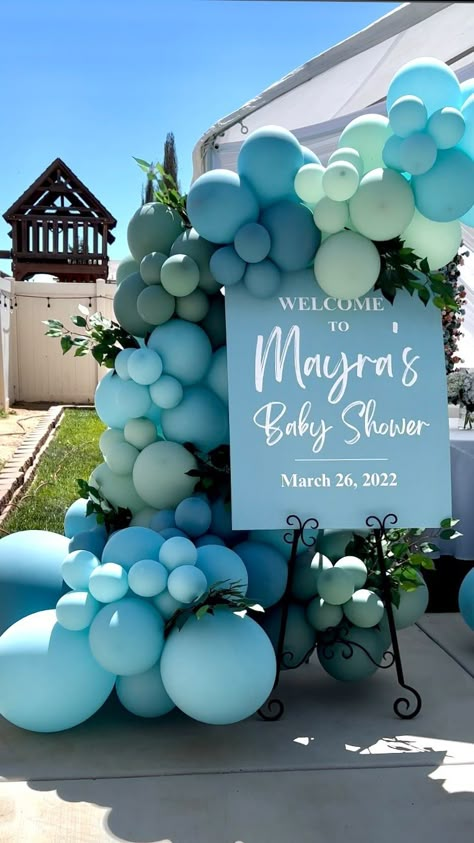 Welcome Easel, Denim Baby Shower, Baby Shower Ballons, Fancy Baby Shower, Flower Wall Rental, Classy Baby Shower, Baby Shower Deco, Birthday Party Decorations Diy, Baby Shower Sign