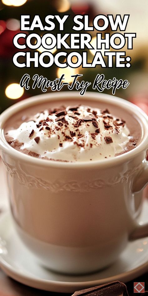 Try this easy slow cooker hot chocolate recipe that’s a must-try for your slow cooker recipes collection. Rich, creamy, and incredibly delicious, this hot chocolate is perfect for chilly days and gatherings. Save this pin and click to get the complete recipe and detailed instructions. Enjoy a warm and comforting beverage that’s effortless to prepare and perfect for sharing. Slow Cooker Cocoa, Hot Chocolate Recipes Slow Cooker, Recipe For Hot Cocoa, Slow Cooker Hot Chocolate Recipe Easy, Bulk Hot Chocolate Recipe, Home Made Hot Chocolate Crock Pot, Christmas Eve Hot Chocolate Crock Pot, Christmas Morning Hot Chocolate, Slow Cooker Hot Chocolate Easy