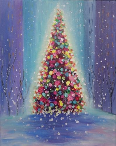 Learn to Paint Christmas in the City tonight at Paint Nite! Our artists know exactly how to teach painters of all levels - give it a try! Acrylic Painting Ideas, Christmas Paintings On Canvas, Christmas In The City, Paint Nite, Christmas Tree Painting, Navidad Diy, Christmas Canvas, Paint And Sip, Night Painting