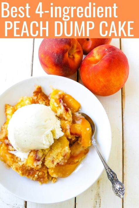 Dump Cake In Crock Pot, Cake In Crock Pot, Peach Cobbler Dessert, Cake With Peaches, Peach Cobbler Dump Cake, Fresh Peach Recipes, Fresh Peach Cobbler, Peach Dump Cake, Easy Peach Cobbler Recipe