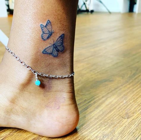 Tattoo Ideas Ankle, Butterfly Foot Tattoo, Butterfly Ankle Tattoos, Monarch Butterfly Tattoo, Butterfly Tattoo Ideas, Blue Butterfly Tattoo, Butterfly Tattoo On Shoulder, About Butterfly, Ankle Bracelet Tattoo