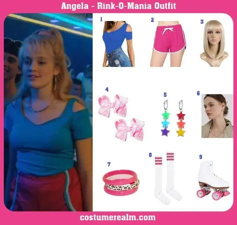 Angela Ringomania Costume Stranger Things Angela Outfits, Angela Stranger Things Outfit, Angela Stranger Things, Stranger Things Dress, Stranger Things Halloween Costume, Skate Outfit, Roller Skating Outfits, Stranger Things Outfit, Stranger Things Costume