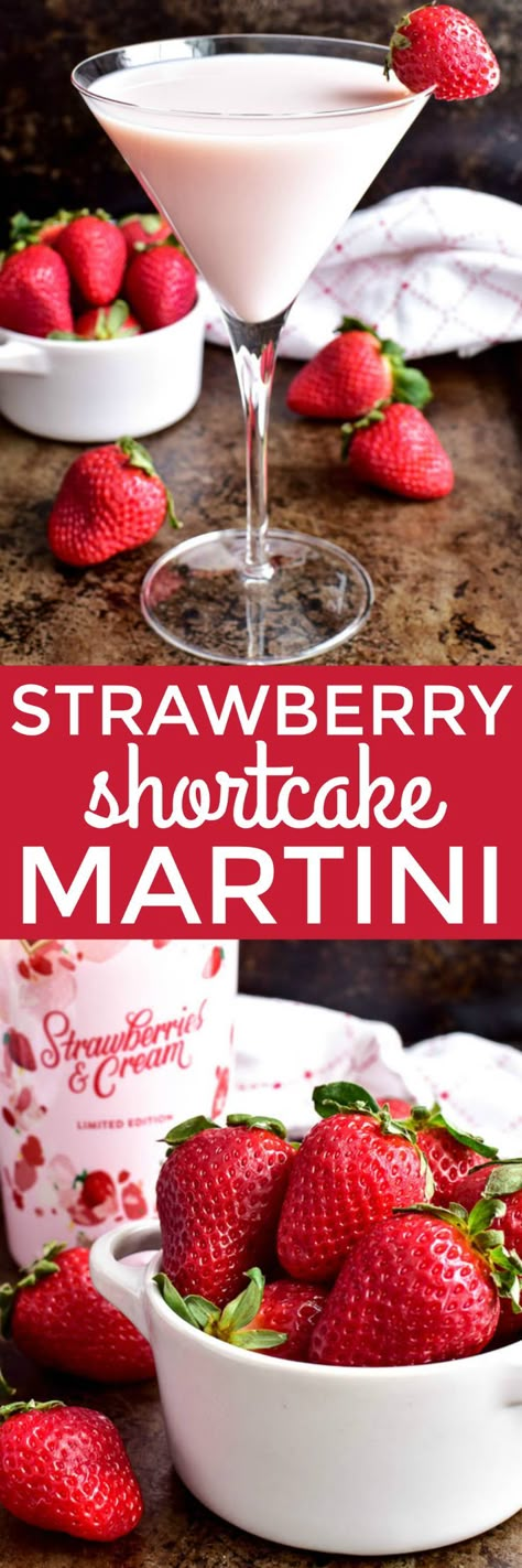 This Strawberry Shortcake Martini is the ultimate dessert drink.  Made with just 3 simple ingredients, this cocktail is sweet, creamy, and packed with yummy strawberry flavor.  It's the perfect drink for Valentine's Day, ladies' nights, or special celebrations. If you love strawberry shortcake, you're sure to adore this fun, delicious twist! Sour Cream Potato Salad, The Best Potato Salad, Strawberry Martini, Best Potato Salad, Bbq Side Dish, Bbq Side, Martini Recipe, Strawberry Flavor, Boozy Drinks