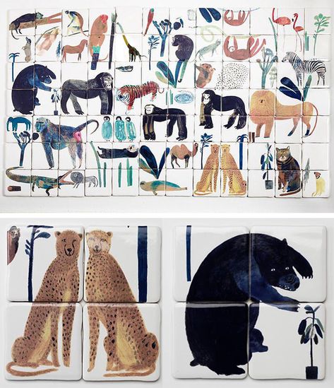 ANIMAL TILES BY BRITISH DESIGNER LAURA CARLIN – THE STYLE FILES Animal Tiles, Laura Carlin, Istoria Artei, Tile Murals, Painting Tile, British Design, Tile Patterns, Tile Design, Pisa