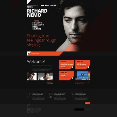 Music Portfolio, Magazine Website Design, Html Website Templates, Portfolio Websites, Free Website Templates, Responsive Website Template, Template Site, Blog Template, Responsive Website