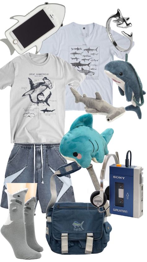 Shark Clothes, Kidcore Fashion, Shark Outfit, Soft Grunge Outfits, Silly Clothes, Cute Shark, Vibe Clothes, Really Cute Outfits, Cute Fits