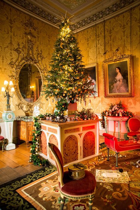 Shabby Chic Christmas Tree, Harewood House, Castle Christmas, Fantasy Furniture, Highclere Castle, Stately Homes, Holiday Hotel, Shabby Chic Christmas, Pretty Christmas