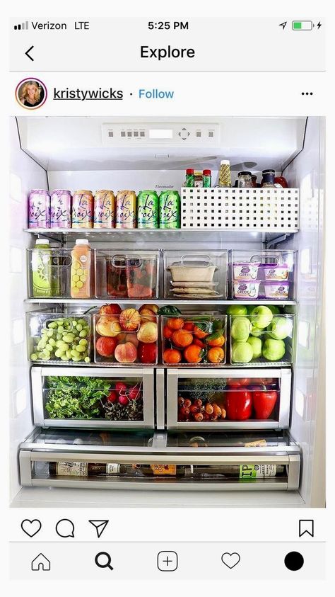 Fridge Goals Snacks, Healthy Fridge Goals, Fridge Goals Healthy Food, Food Organization Fridge, Fridge Organization Containers, Healthy Fridge, Clear Storage Bins, Storage Bins Organization, Clear Bins