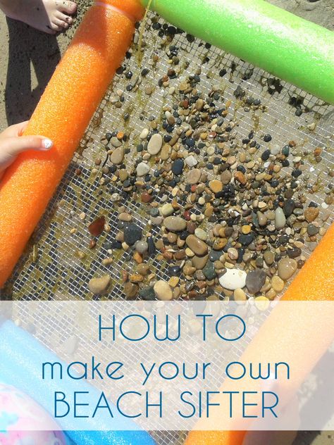 How to make a sifter for finding shark teeth, seashells, fossils and more.  #beach #diy Diy Sand Sifter, How To Find Shark Teeth At The Beach, Sand Sifter Diy, Sharks Teeth Crafts, Diy Sifter, Sifter Diy, Diy Beach Crafts, Shark Teeth Crafts, Shark Tooth Hunting