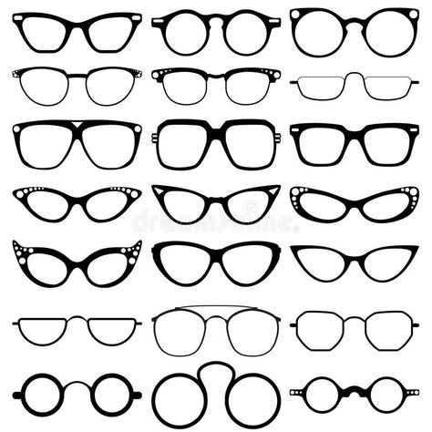 Glasses Frames Drawing, Simple Glasses Drawing, Glasses Illustration Drawing, Eyes With Glasses Drawing, Eyeglass Tattoo, Eye Glasses Drawing, Eyeglasses Drawing, Glasses Design Eyewear, Specs Frames Women