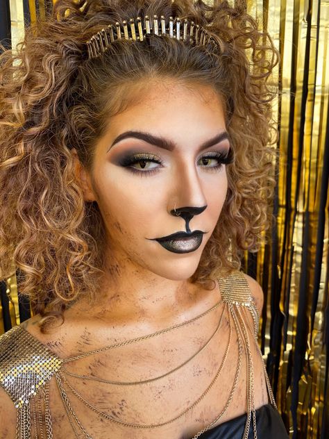 Lion Face Makeup Halloween, Plus Size Lion Costume, Lioness Makeup Halloween, Lion Makeup Women, Tiger Makeup Women, Lioness Makeup, Lion Costume Women, Lioness Costume, Tiger Goddess