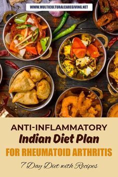 Savory Indian meals with recipes full of anti-inflammatory foods. herbs, and seasoning. Reviewed by our in-house dietician, and benefits of key ingredients. Features foods showing promise for lessening RA symptoms. #Indian #Anti-Inflammatory #Arthritis #Rheumatoid #Psoriatic #Diet Plan Psoriatic Diet, Dietician Recipes, Meals With Recipes, Ra Diet, Indian Diet Plan, Indian Diet Recipes, Ra Symptoms, Indian Meals, Anti Inflamatory