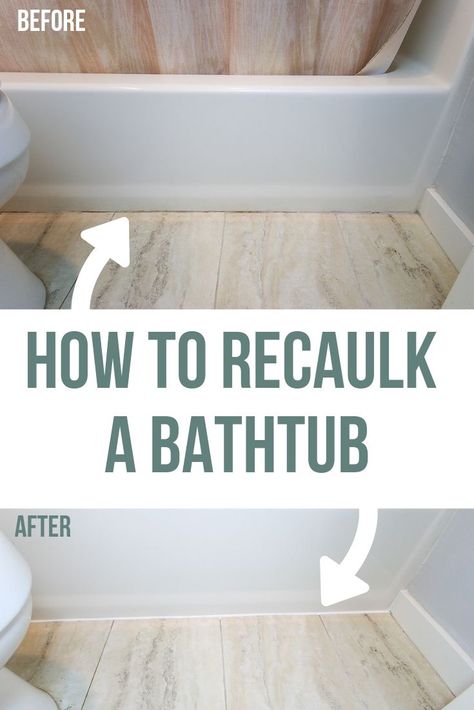 How To Recaulk Bathtub, How To Caulk A Bathtub, Simple Home Diy Upgrades, Diy Home Repair Bathroom, Home Repair Diy, Recaulking Bathtub, Diy Bathroom Remodel On A Budget, Bathtub Update, Bathtub Upgrade