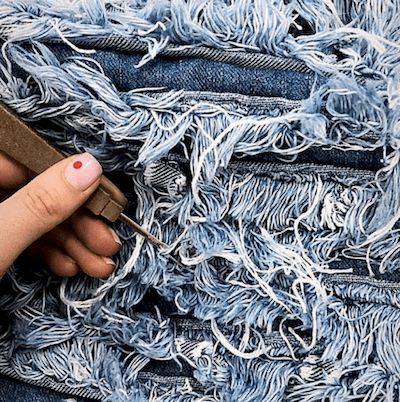 This Designer Is Using Denim to Make Fur Alternatives – Sourcing Journal Denim Techniques, Denim Texture, Denim Art, Denim Inspiration, Denim Projects, Textiles Techniques, Denim Ideas, All Jeans, Upcycle Jeans